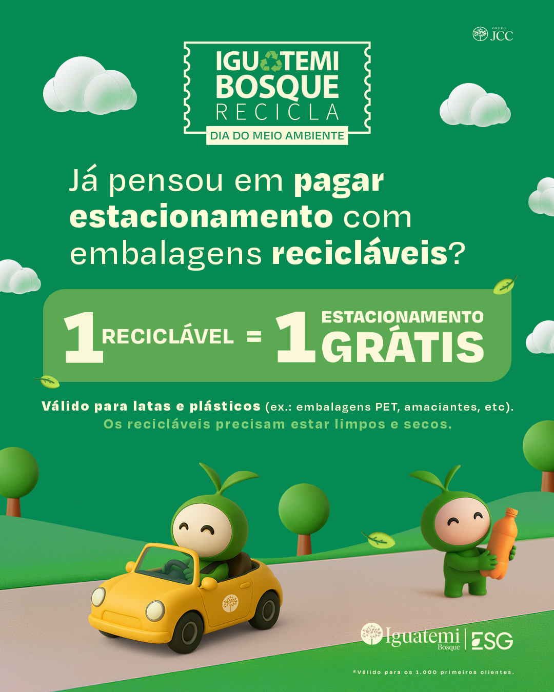 No Dia do Meio Ambiente, o Iguatemi Bosque recebe embalagens recicláveis em troca de estacionamento gratuito
