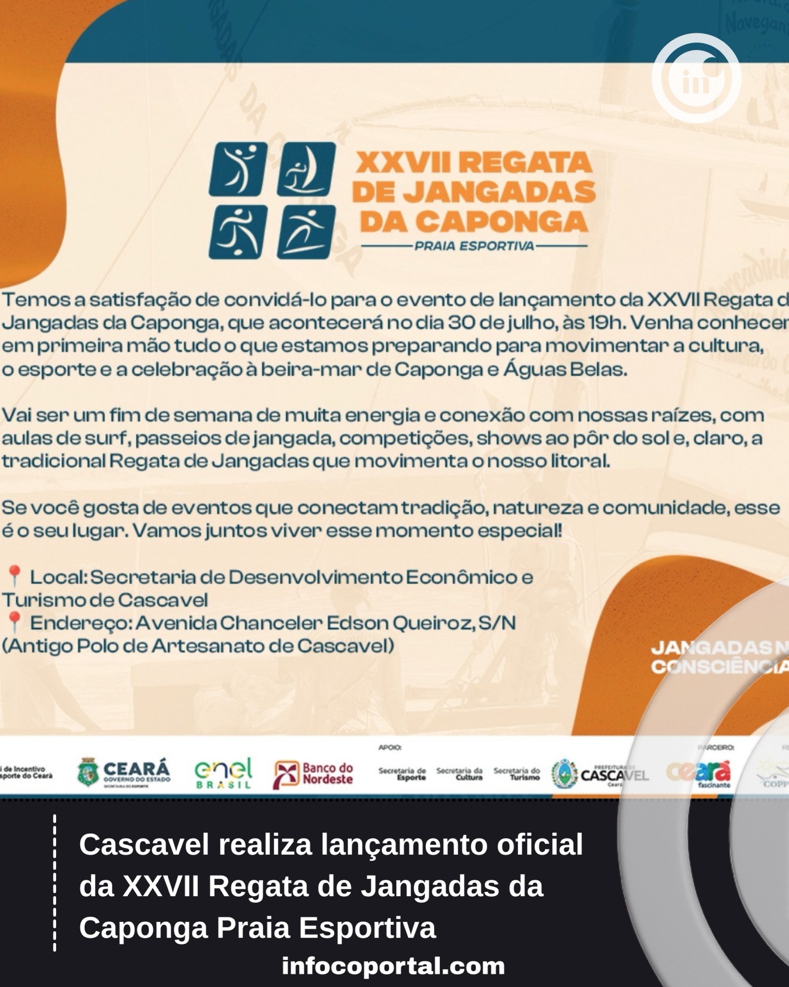 Cascavel realiza lançamento oficial da XXVII Regata de Jangadas da Caponga Praia Esportiva