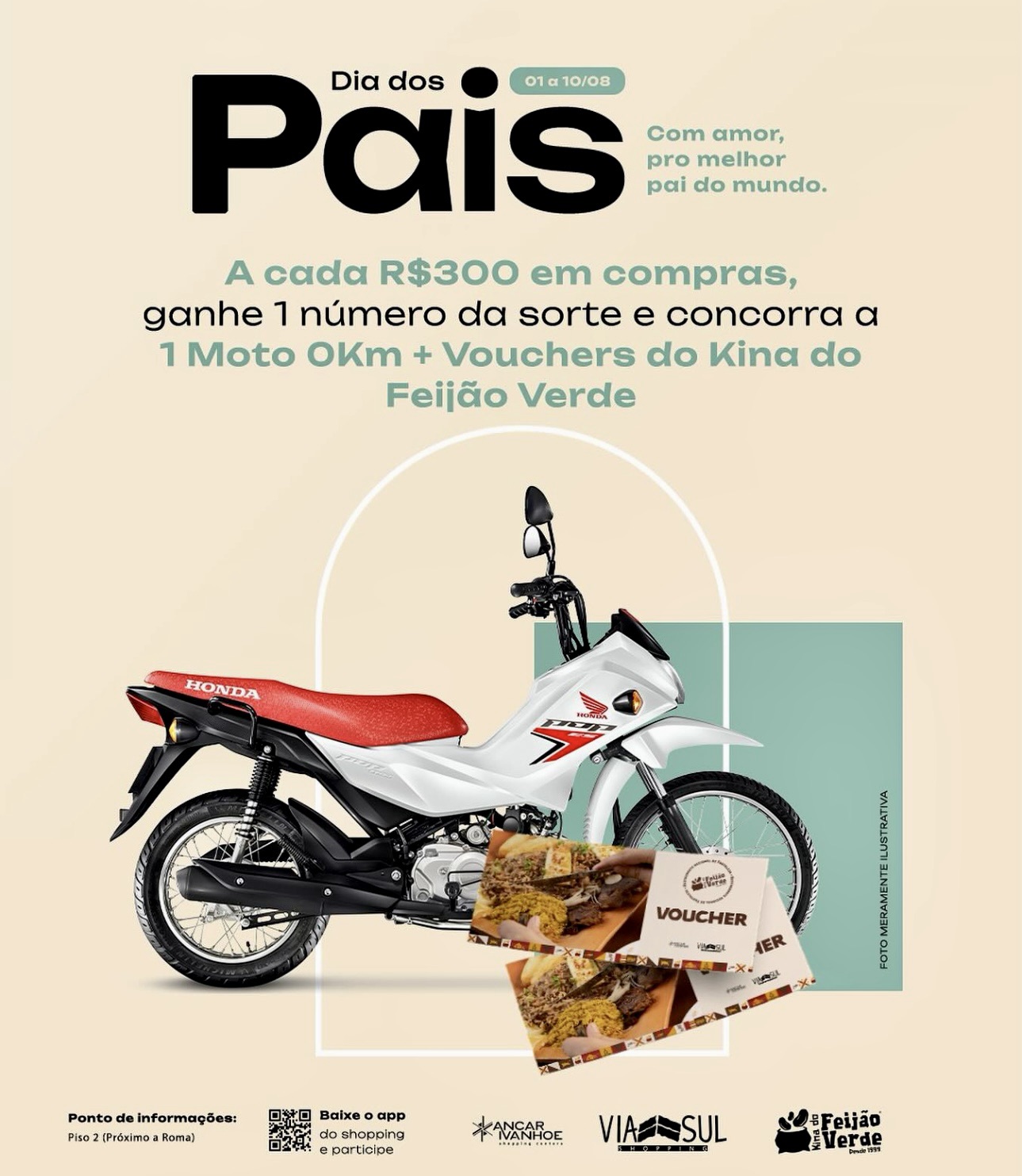 Via Sul Shopping lança campanha de Dia dos Pais com sorteio de moto e vouchers em compras