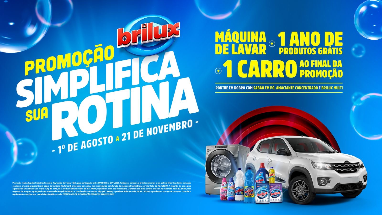 Brilux sorteia carro 0 km e prêmios semanais até novembro; saiba como participar