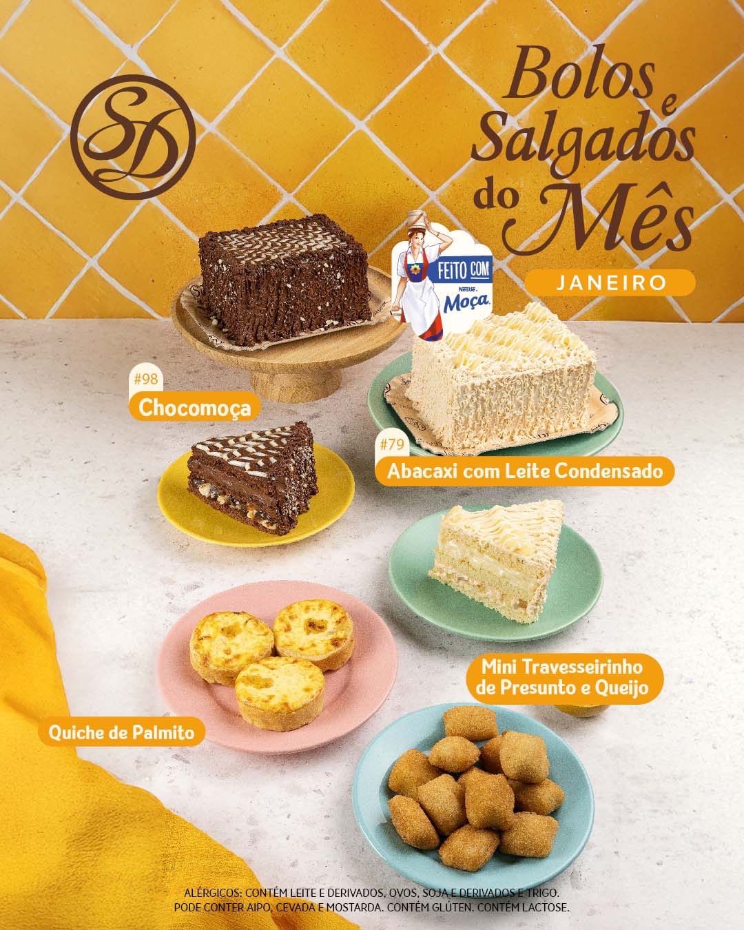 Abacaxi com Leite Condensado e Chocomoça® são os Bolos do Mês da Sodiê em janeiro