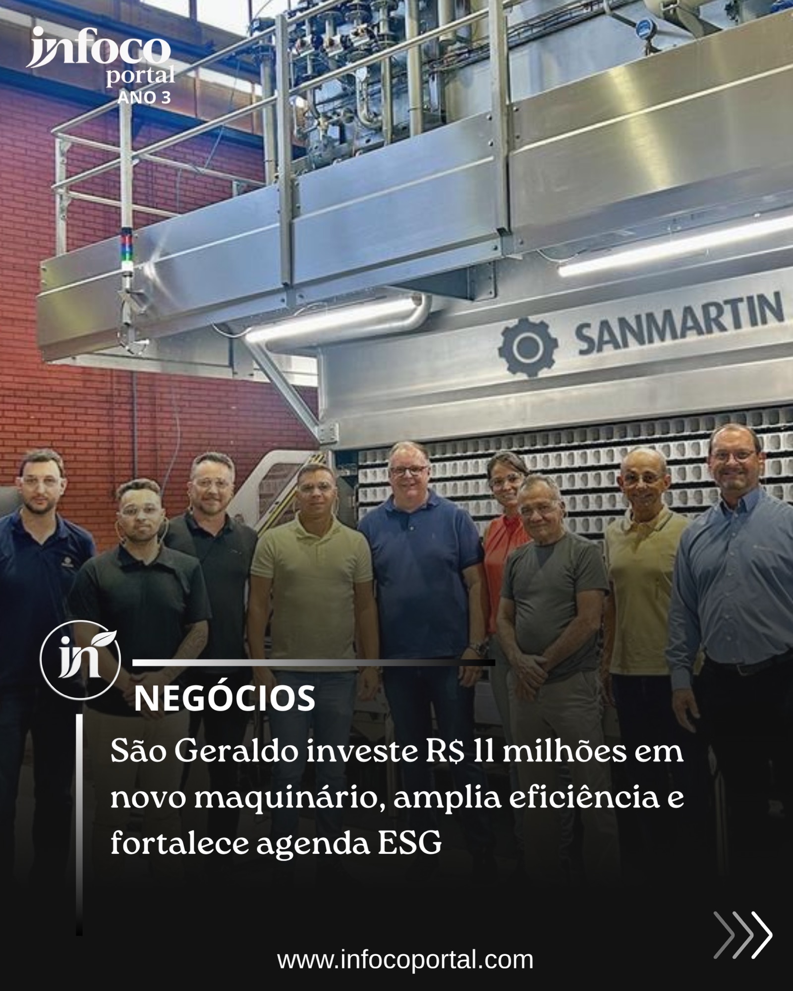 São Geraldo investe R$ 11 milhões em novo maquinário, amplia eficiência e fortalece agenda ESG