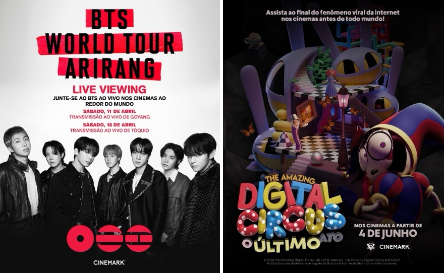 Cinemark aposta em experiência imersiva com BTS e estreia exclusiva de ‘The Amazing Digital Circus’ nos cinemas