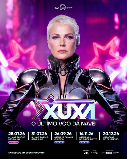 Xuxa anuncia novos shows de “O Último Voo da Nave” em Curitiba e Belo Horizonte; veja datas e pré-venda